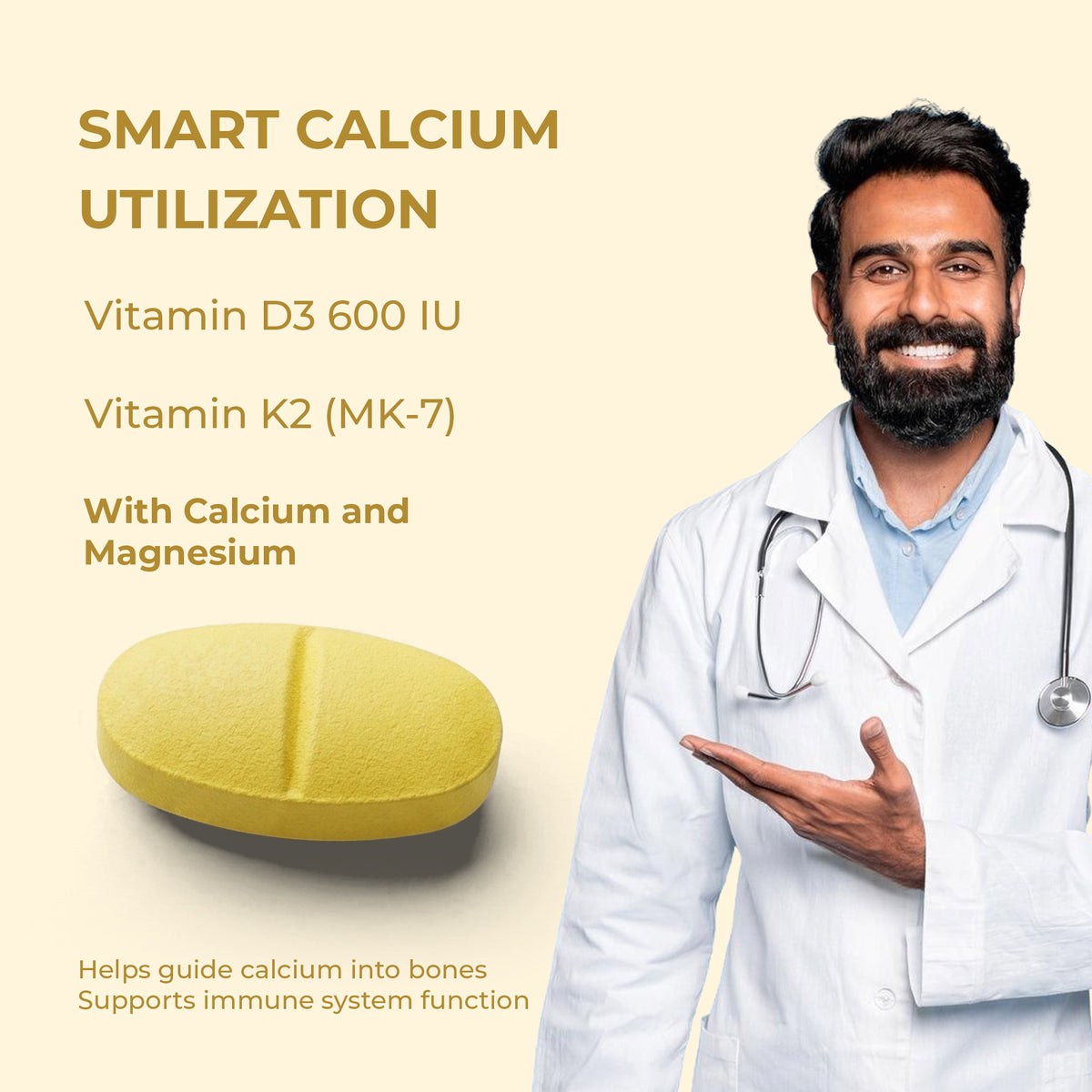 Vitamin D3 + K2 (MK-7)| 60 Tablets | OYB D3+K2