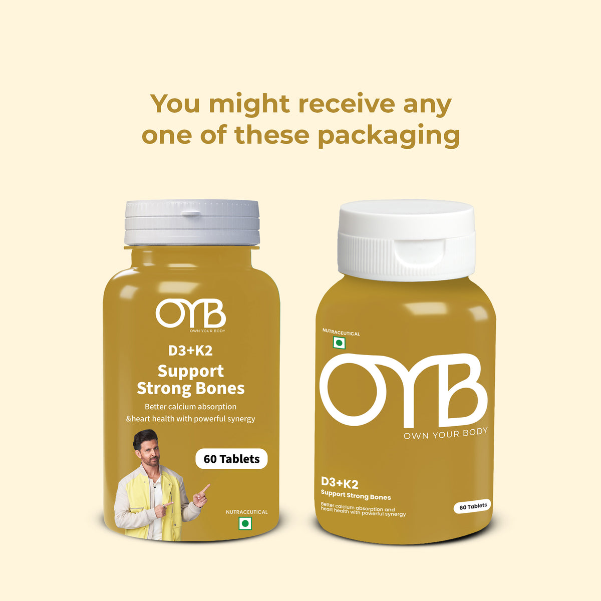 Vitamin D3 + K2 (MK-7)| 60 Tablets | OYB D3+K2