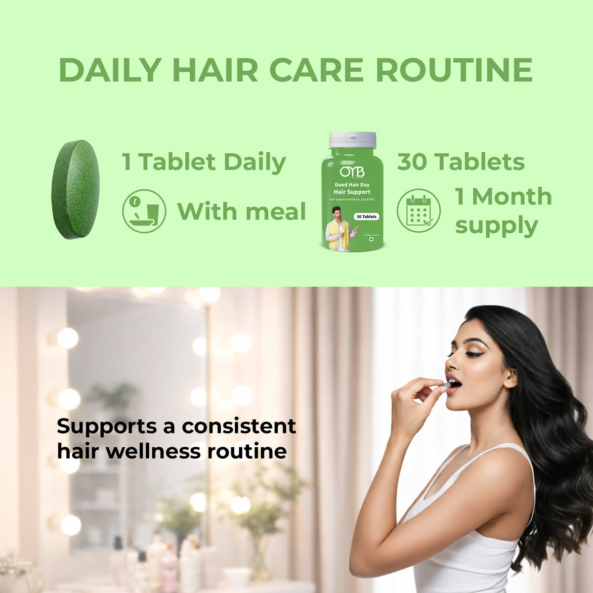 Biotin + Zinc + NAC | 30 Tablets | OYB Good Hair Day