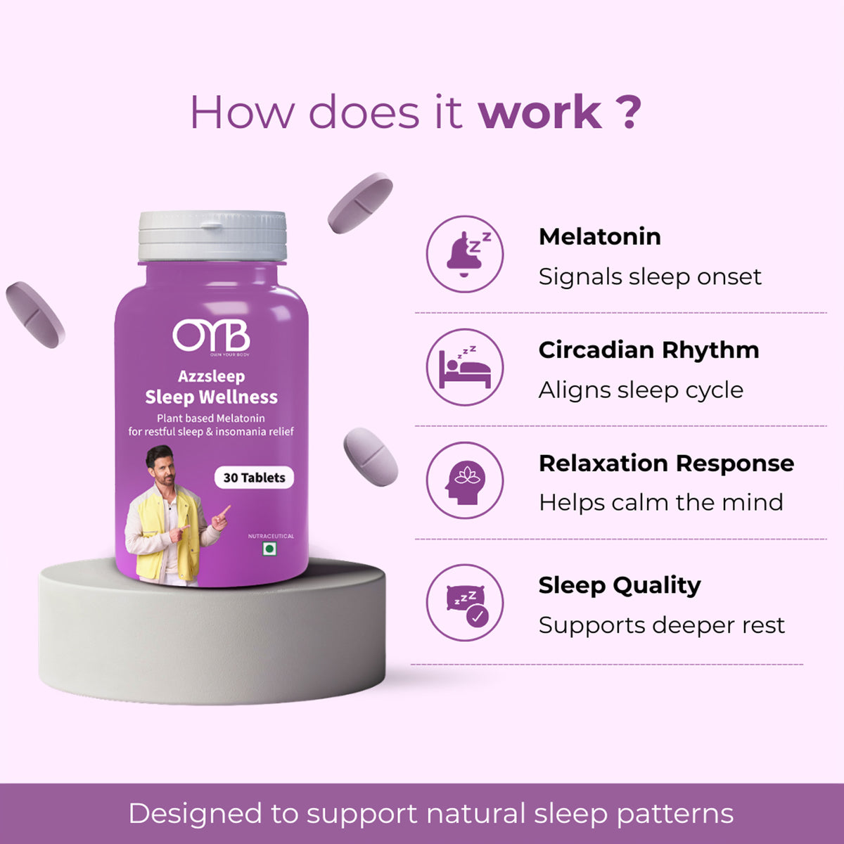 OYB Azzleep — Melatonin 10mg Sleep Support Tablets