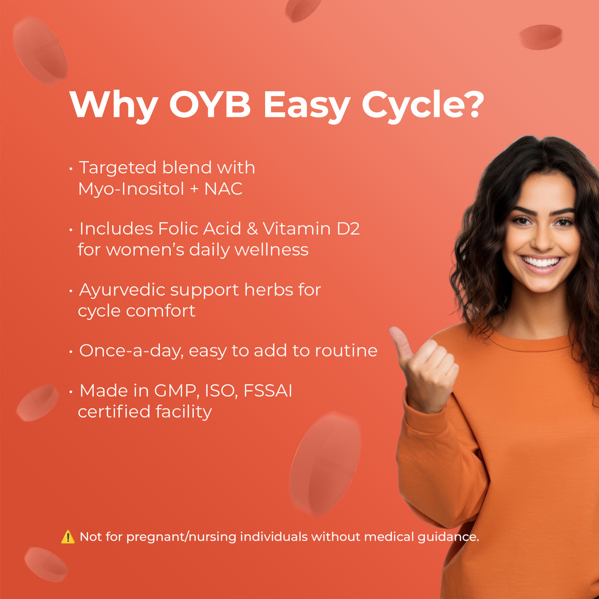 OYB PCOS Support Supplement for Women with Myo-Inositol & NAC for Hormonal Balance | 30 Tablets
