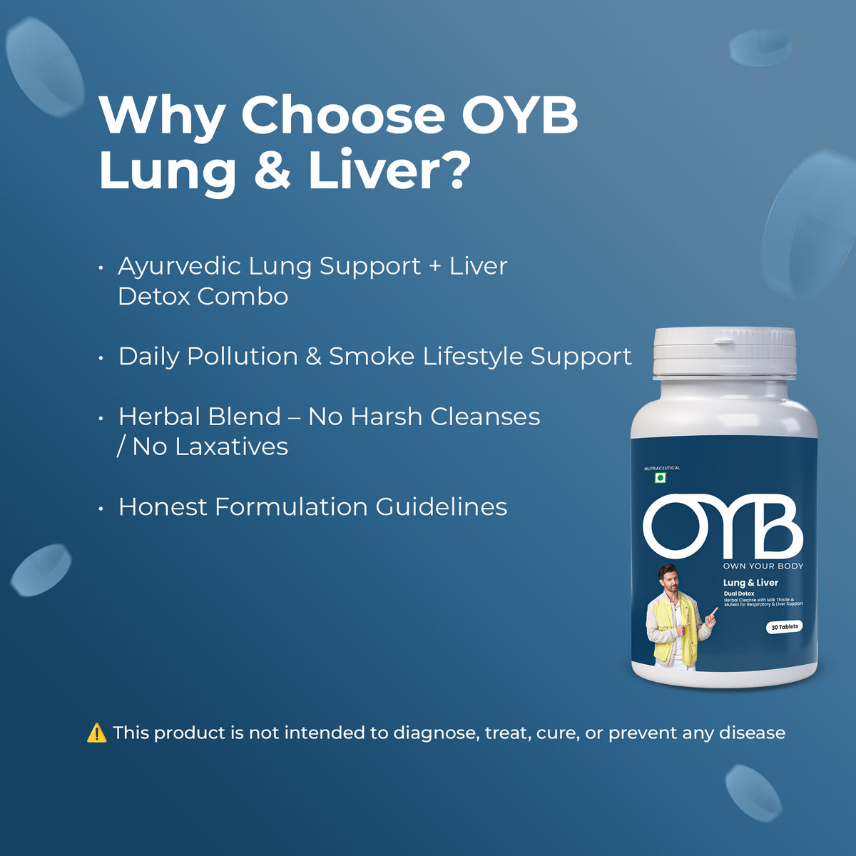 OYB Lung & Liver Dual Detox with Milk Thistle & Mullein | 30 Tablets | OYB Lung & Liver Dual Detox