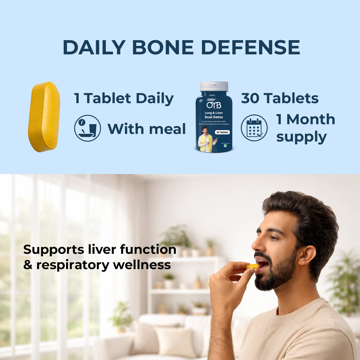 Milk Thistle & Mullein | Liver Detox + Lung Support | 30 Tablets | OYB