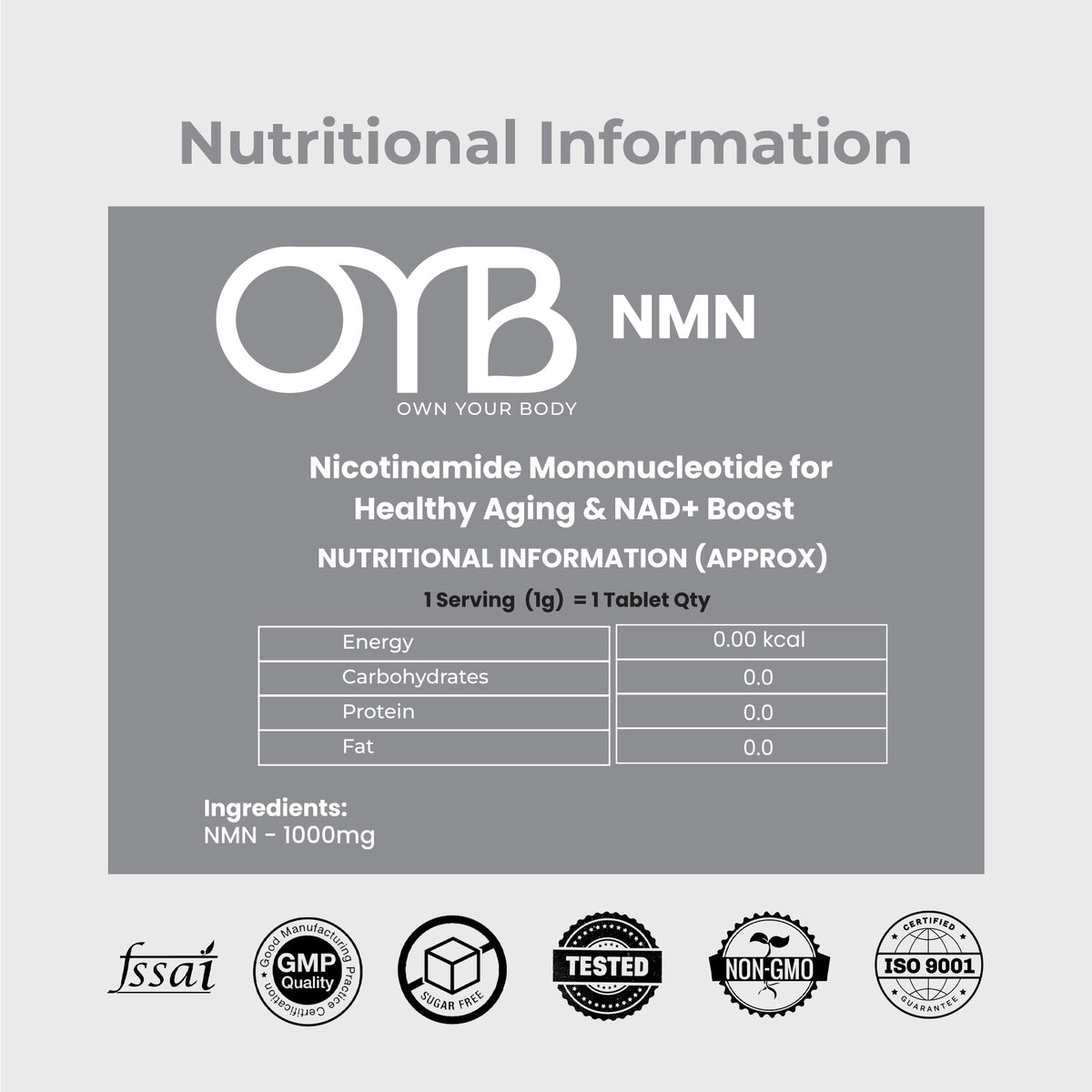 NMN 1000 mg | 30 Tablets | OYB NMN