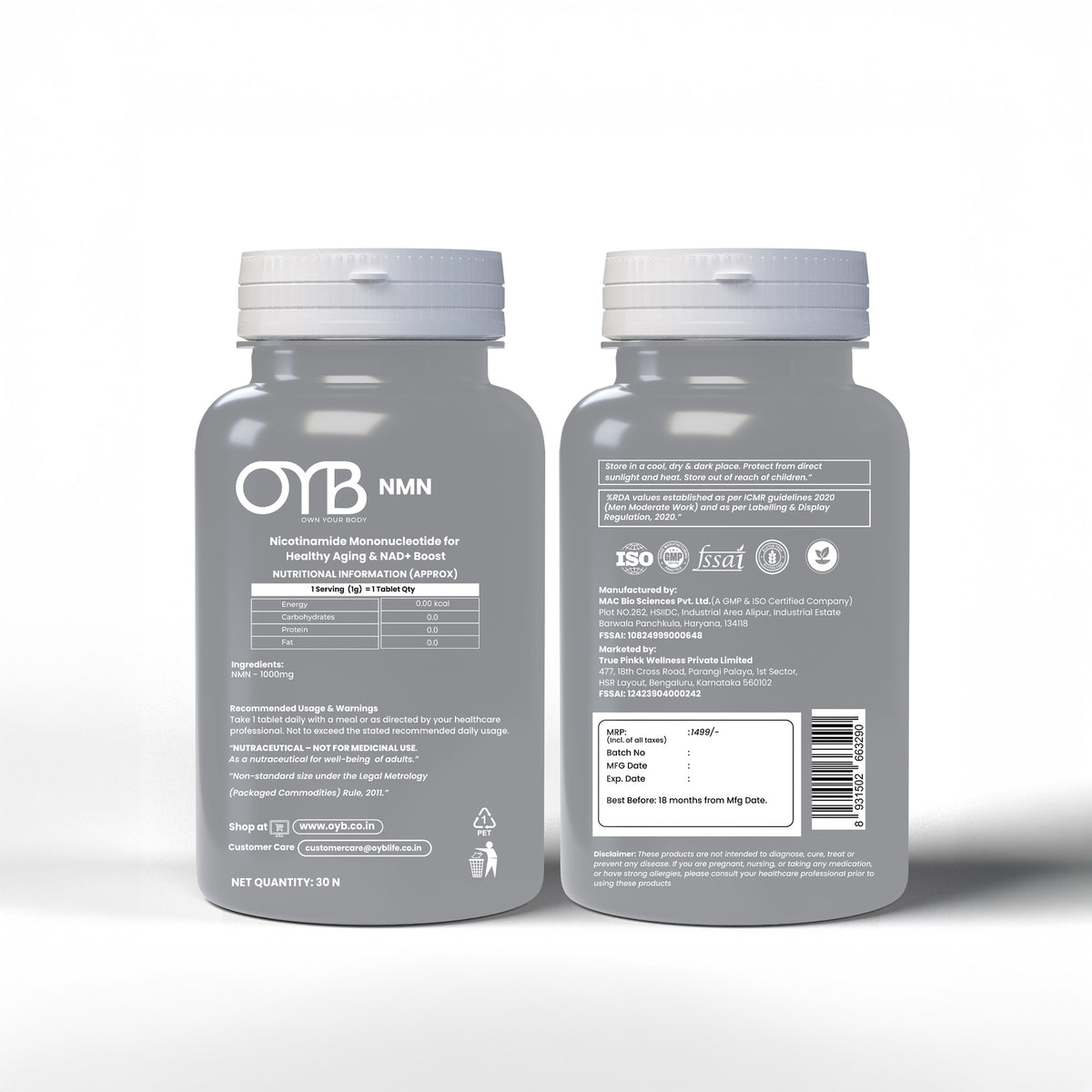 NMN 1000 mg | 30 Tablets | OYB NMN