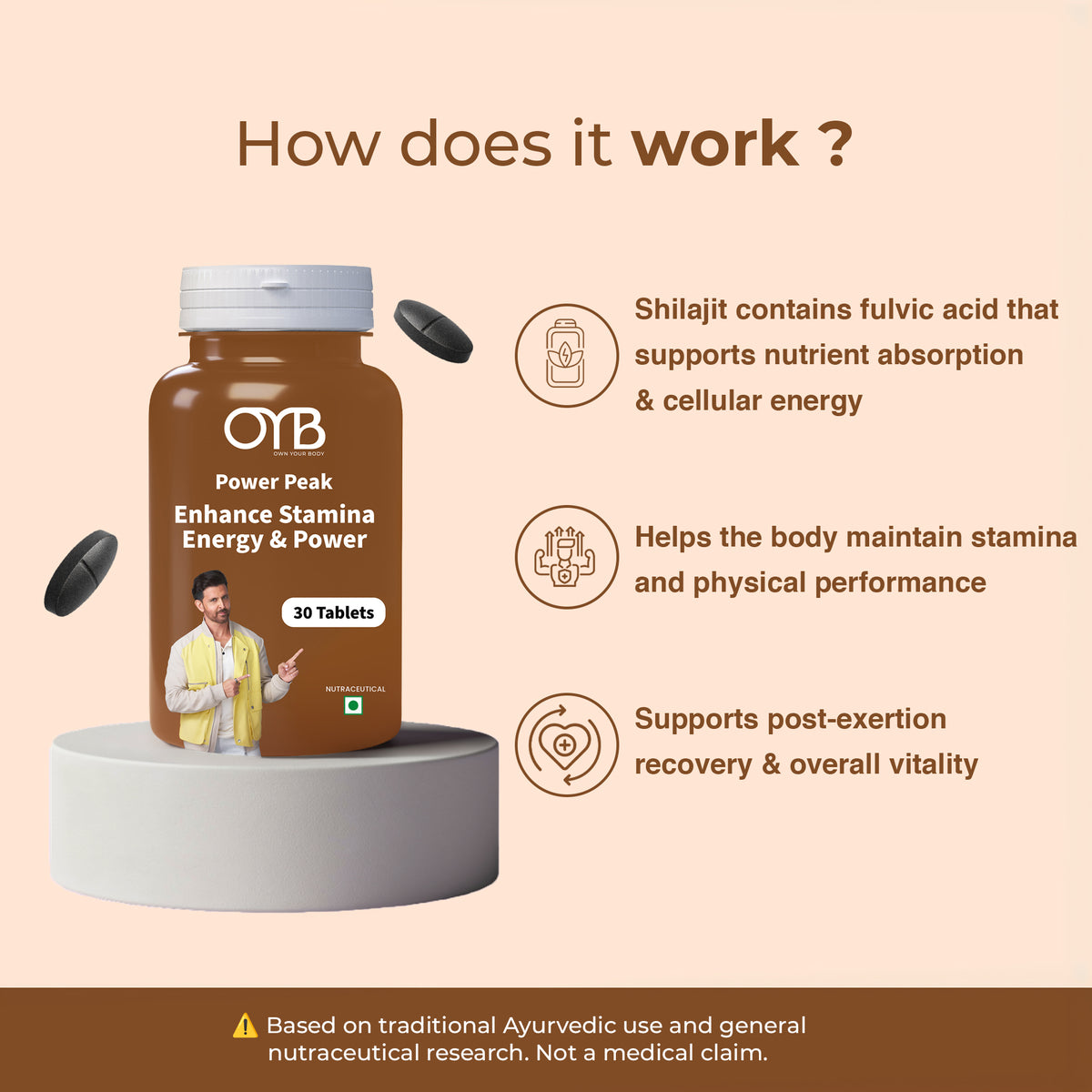 Shilajit 500 mg | 30 Tablets | OYB Power Peak