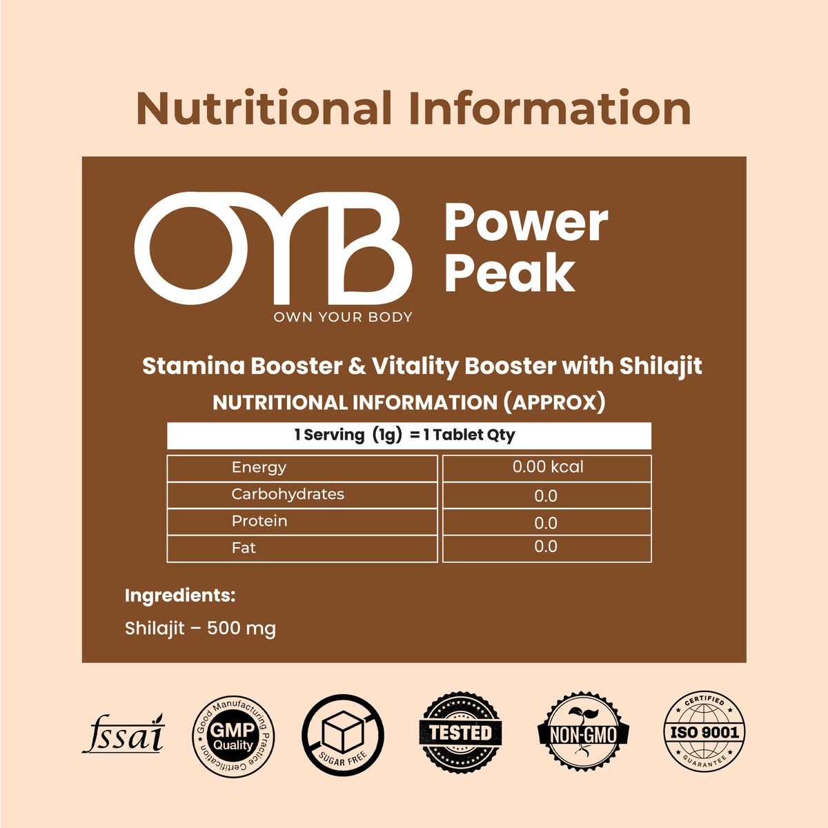 Shilajit 500 mg | 30 Tablets | OYB Power Peak