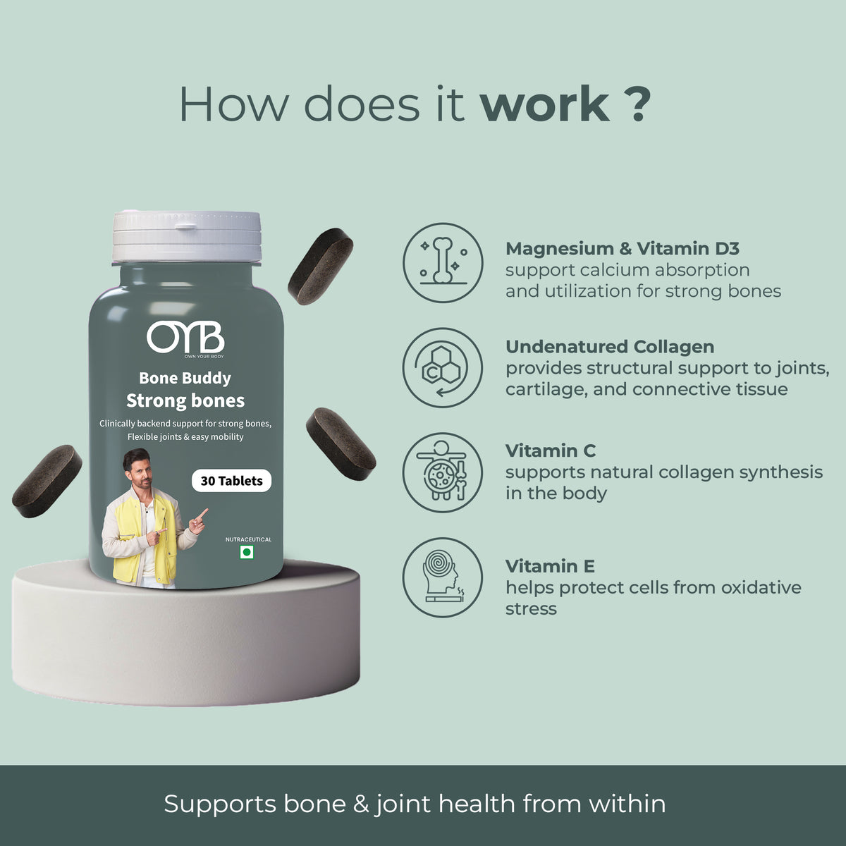 Bone & Joint Support Formula | 30 Tablets | OYB Bone Buddy