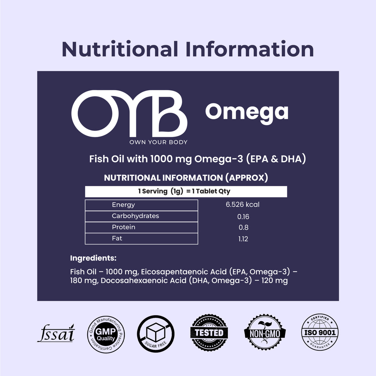 Omega-3 Fish Oil 1000 mg | 60 Softgels | OYB Omega