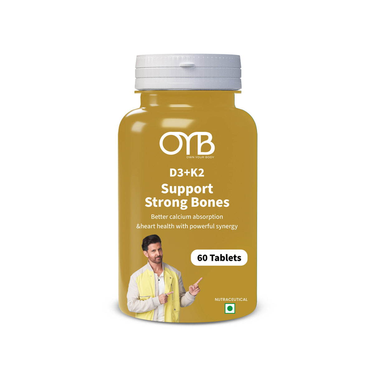 Vitamin D3 + K2 (MK-7)| 60 Tablets | OYB D3+K2