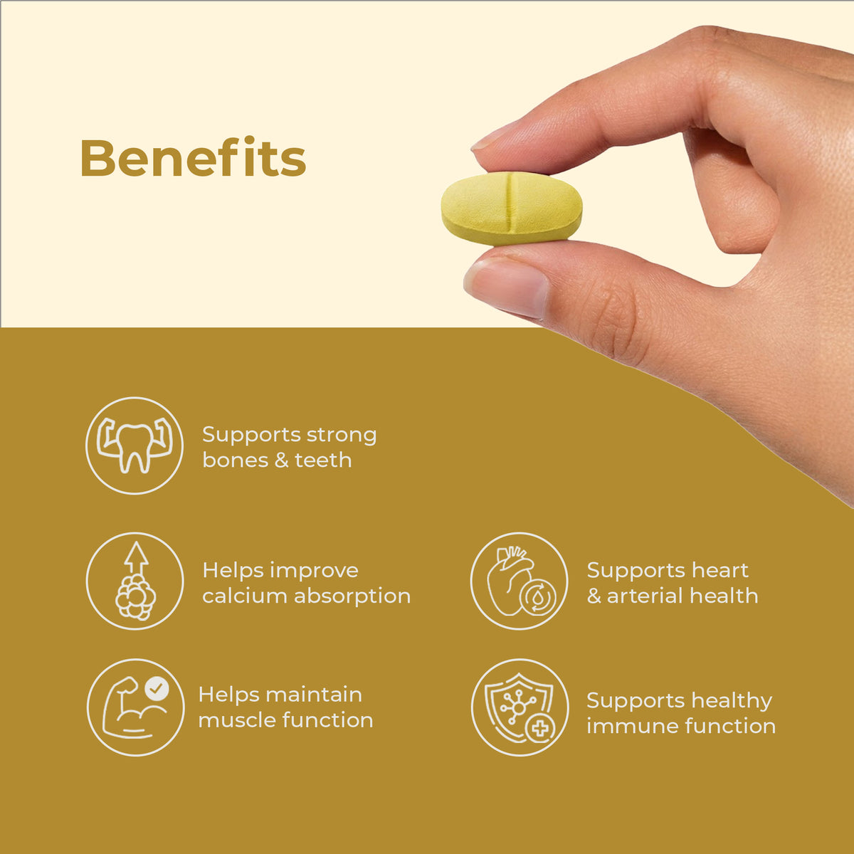 Vitamin D3 + K2 (MK-7)| 60 Tablets | OYB D3+K2