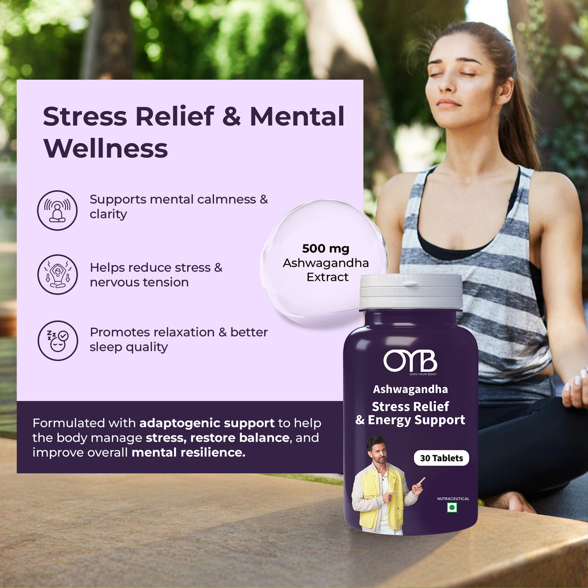 Ashwagandha 500 mg | 30 Tablets | OYB Ashwagandha
