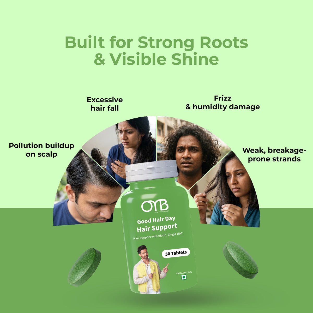 Biotin + Zinc + NAC | 30 Tablets | OYB Good Hair Day