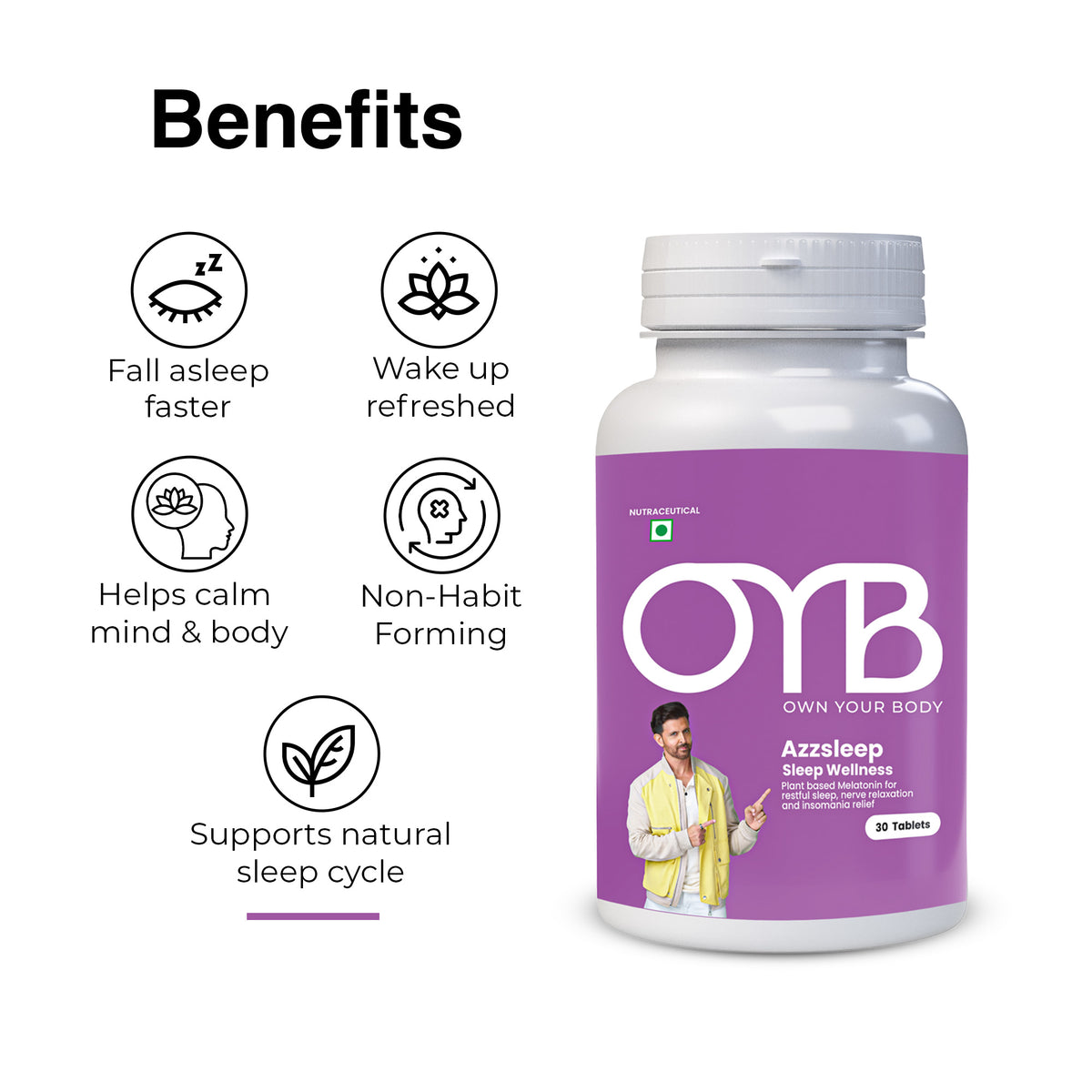 OYB Natural Sleep Tablets with Melatonin | 30 Tablets | OYB Azzzleep