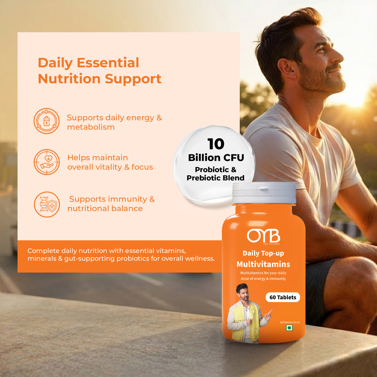Multivitamin with 24 Nutrients | 60 Tablets | OYB Daily Top-Up