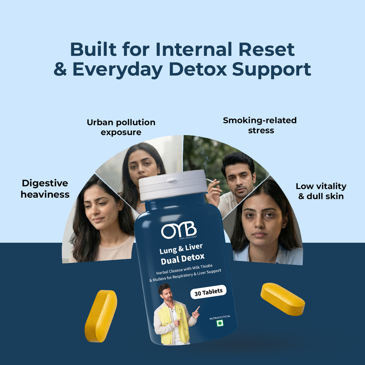 Milk Thistle & Mullein | Liver Detox + Lung Support | 30 Tablets | OYB