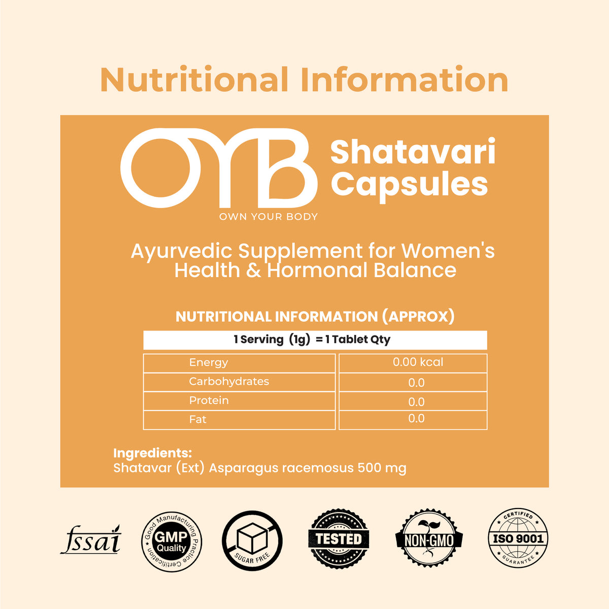 Shatavari 500 mg | 30 Tablets | OYB Shatavari